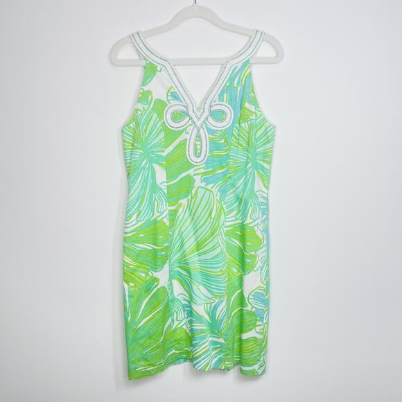 Lilly Pulitzer Tessa Dress Size 2 Green Sheen Fronds Place Soutache Detail Shift - Picture 1 of 11